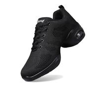 Generisch Zapatillas deportivas de jazz para mujer, zapatillas deportivas de danza con cordones, almohadillas de aire, zapatillas de fitness para mujer, Negro , 34 EU Ancho