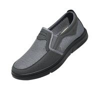 Generisch Zapatillas deportivas de malla para hombre, zapatos informales, ortopédicos, transpirables, tallas grandes, ligeros, clásicos, retro, de verano, unisex, gris, 48 EU
