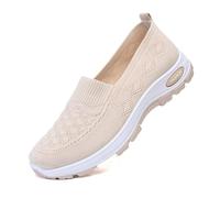 Generisch Zapatillas deportivas de malla para mujer para diabéticos, sin dolor, ortopédicas, transpirables, para correr, para el tiempo libre, ligeras, antideslizantes, suaves, Estilo E01 Beige, 38.5