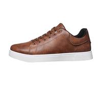 Generisch Zapatillas deportivas de negocios para hombre, zapatillas deportivas de piel, zapatillas anchas, monocolor, suela plana, antideslizantes, cómodas, marrón, 39 EU