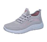 Generisch Zapatillas deportivas de verano para mujer, de punto, de malla, transpirables, de un solo color, antideslizantes, suela suave, amortiguación, zapatillas de deporte al aire libre, correr