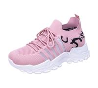 Generisch Zapatillas deportivas para correr, zapatillas transpirables, con cordones exteriores, corte bajo, zapatillas de deporte (traducción al alemán), zapatos casuales para caminar, Rosa., 37.5 EU