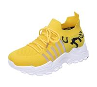 Generisch Zapatillas deportivas para correr, zapatillas transpirables, con cordones exteriores, corte bajo, zapatillas de deporte (traducción al alemán), zapatos casuales para caminar, amarillo, 38.5