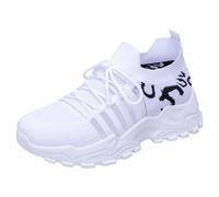 Generisch Zapatillas deportivas para correr, zapatillas transpirables, con cordones exteriores, corte bajo, zapatillas de deporte (traducción al alemán), zapatos casuales para caminar, Blanco, 39 EU