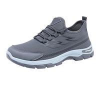 Generisch Zapatillas deportivas para hombre, cómodas, absorbentes, trekking, suela de perfil, transpirables, con banda elástica ajustable para el tiempo libre, al aire libre y la vida cotidiana, gris