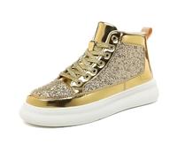 Generisch Zapatillas deportivas para hombre de alta calidad con aplicaciones metálicas, suela cómoda para el día a día y el tiempo libre, dorado, 44 EU