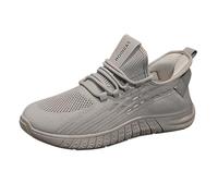 Generisch Zapatillas deportivas para hombre, de malla de verano, transpirables, con suela gruesa, monocolor, ligeras, cómodas, para correr, entrenar, con cordones, talla 39-41,5 EU, gris, 39 EU