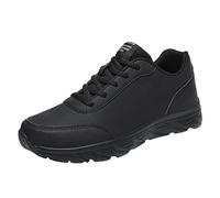 Generisch Zapatillas deportivas para hombre, impermeables, para exteriores, de piel, antideslizantes, para correr, ligeras, con cordones, de un solo color, informales, para caminar, Negro , 41 EU