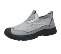 Generisch Zapatillas deportivas para hombre, zapatillas de deporte para hombre, de malla, transpirables, para el tiempo libre, sin cordones, antideslizantes, de un solo color, gris, 39 EU