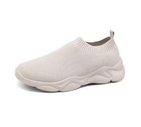 Generisch Zapatillas deportivas para hombre Zapatos deportivos de moda y monocromáticos Nuevos patrones de malla de verano transpirables cómodos y antideslizantes Casual zapatos grandes, beige, 44 EU