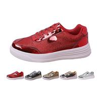 Generisch Zapatillas deportivas para mujer, con lentejuelas, planas, bajas, transpirables, con purpurina, zapatillas de entrenamiento, para exteriores, zapatillas de correr, ligeras, con cordones