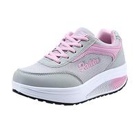 Generisch Zapatillas deportivas para mujer, con plataforma de cuña, para el tiempo libre, ligeras, de secado rápido, transpirables, con cordones, antideslizantes, para fitness, Rosa., 38 EU
