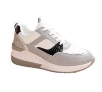 Generisch Zapatillas deportivas para mujer, cuña, amortiguación, zapatillas deportivas, con acolchado de aire, antideslizantes, ligeras, para caminar, entrenar, gris, 37 EU