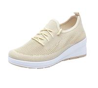 Generisch Zapatillas deportivas para mujer, de malla de verano, transpirables, cómodas, de un solo color, antideslizantes, para correr, entrenar, con cordones, 35-40, caqui, 38 EU