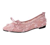 Generisch Zapatillas deportivas para mujer, elegantes, anchas, transpirables, informales, con encaje, inserciones de malla, lazo y punta puntiaguda, perfectas para el día a día., Rosa., 42 EU