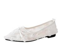 Generisch Zapatillas deportivas para mujer, elegantes, anchas, transpirables, informales, con encaje, inserciones de malla, lazo y punta puntiaguda, perfectas para el día a día., Blanco, 38 EU