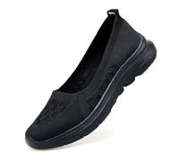 Generisch Zapatillas deportivas para mujer, informales, transpirables, de punto, con plataforma para caminar, yoga, playa, escuela, fiesta y uso diario, Negro , 40 EU Ancho