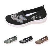 Generisch Zapatillas deportivas para mujer, parte superior de malla, transpirables, suaves, cómodas, anchas, elegantes, de verano, transpirables, cómodas, para caminar, Negro , 36 EU
