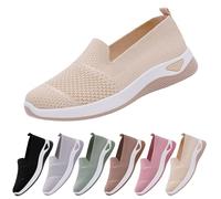 Generisch Zapatillas deportivas para mujer, sin cordones, para el tiempo libre, ligeras, para caminar, tenis, fitness, correr, transpirables, ortopédicas, cómodas, para exteriores, de verano, beige
