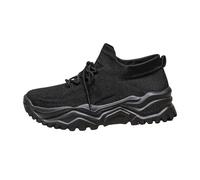 Generisch Zapatillas deportivas para mujer, transpirables, antideslizantes, de malla, transpirables, ligeras, con suela gruesa, suela suave, zapatos de correr, Negro , 41 EU