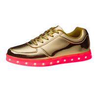 Generisch Zapatillas deportivas para mujer, zapatillas de deporte, zapatillas de deporte coloridas LED luminosas, versión coreana, par USB, tabla deportiva, baja, dorada, plata, deporte, dorado, 44 EU