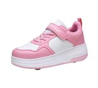 Generisch Zapatillas deportivas para niña con suela gruesa ruedas para una experiencia de patinaje fresca, zapatos cómodos para niños con diseño elegante, Rosa., 33.5 EU