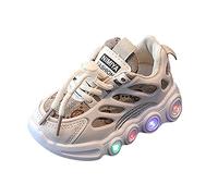 Generisch Zapatillas deportivas para niña con tiras luminosas de malla transpirable cordones resistentes perfil suela cómodas zapatillas de deporte para niños con luz intermitente para parque infantil