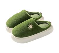 Generisch Zapatillas elegantes de un solo color, cálidas y cómodas, pantuflas de fieltro suaves, zapatillas de felpa de invierno, zapatillas de algodón de rizo ligeras, suela antideslizante, verde, 36