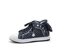 Generisch Zapatillas informales de lona para mujer, con cordones altos, cómodas zapatillas para correr para el día a día con vaqueros, todo el año, suela plana, azul oscuro, 37 EU