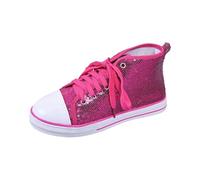 Generisch Zapatillas informales de moda con purpurina, con cordones, zapatos altos y planos, para el día a día, Rosa intenso., 40 EU