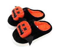 Generisch Zapatillas mullidas para mujer con espuma viscoelástica, cálidas, cómodas, pantuflas de felpa, para adolescentes, niñas, cálidas, mullidas, para Halloween, Navidad, Negro , 42 EU