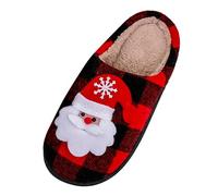 Generisch Zapatillas navideñas de algodón con suela gruesa para un calor invernal suave comodidad en un acogedor diseño de pareja, rojo, 45 EU