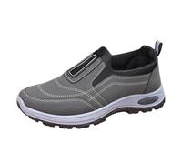 Generisch Zapatillas para hombre sin cordones, zapatillas de ante, suela suave, zapatos de caminar, cálidos, planos, gruesos, ligeros, informales, cómodos, zapatos de trabajo, gris, 46 EU