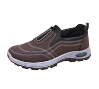 Generisch Zapatillas para hombre sin cordones, zapatillas de ante, suela suave, zapatos de caminar, cálidos, planos, gruesos, ligeros, informales, cómodos, zapatos de trabajo, café, 46 EU