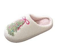 Generisch Zapatillas suaves para mujer con decoración de lazos para una comodidad invernal en sus propias cuatro paredes, Blanco, 45 EU