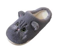 Generisch Zapatillas suaves para mujer con diseño de gato para acogedoras noches de invierno en casa cálidas en los días fríos, gris, 45 EU