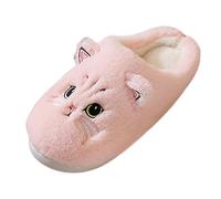 Generisch Zapatillas suaves para mujer con diseño de gato para acogedoras noches de invierno en casa cálidas en los días fríos, Rosa., 43 EU