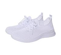 Generisch , Zapatillas versátiles para mujer con parte superior de malla transpirable, suave y cómoda y mano de obra abierta. Ancho de zapatos de mujer H 41, Blanco, 40 EU
