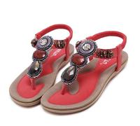 Generisch Zapatos Abiertos Mujeres Tacón Boho Perlas Sandalias Cómodos Zapatos Mujeres Negro, rojo, 39 EU