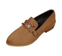Generisch Zapatos bajos de mujer de gran tamaño con cabeza puntiaguda tacón bajo pequeños zapatos femeninos gruesos con un taburete de moda Le Fu Zapatos, marrón, 41 EU