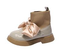 Generisch Zapatos Botas de cuero de moda Zapatos impermeables Botas cortas antideslizantes transpirables Botas desnudas para niños de invierno, beige, 35 EU