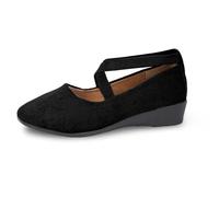 Generisch Zapatos casuales elásticos de color sólido Un deslizamiento en temperamento zapatos cómodos, Negro , 37 EU