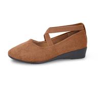 Generisch Zapatos casuales elásticos de color sólido Un deslizamiento en temperamento zapatos cómodos, marrón, 39 EU