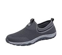 Generisch Zapatos casuales hombre pareja hombre primavera Flying Knit Slip On Casual Zapatillas deportivas para personas mayores medianas, gris oscuro, 43 EU Ancho
