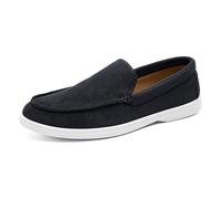 Generisch Zapatos casuales para hombre de ante mocasines clásicos zapatos casuales planos cómodos zapatos de conducción ligeros zapatillas de barco, Bk1, 48 EU