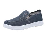 Generisch Zapatos casuales para hombre transpirables de lona, ligeros, antideslizantes, sin cordones, mocasines, zapatillas deportivas, planas, antideslizantes, para caminar, correr, correr, azul, 41