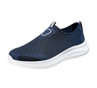 Generisch Zapatos casuales para hombre, zapatos deportivos para hombre, nuevos patrones de moda, simples, lisos, cómodos, suelas planas, ligeros, antideslizantes, informales, azul oscuro, 44 EU