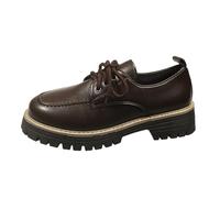 Generisch Zapatos casuales para mujer en estilo Mary Jane con tacón de plataforma con cordones suaves para un look cómodo y moderno para el día a día, marrón, 42 EU
