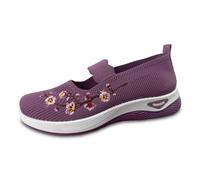 Generisch Zapatos casuales para mujer, malla transpirable con bordado, ligeros, cómodos zapatos para el día a día y el, morado, 37 EU