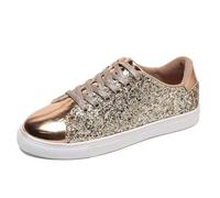 Generisch Zapatos casuales para mujer transpirables con suela suave, cómodos zapatos de senderismo ligeros con diseño para la escuela de yoga, dorado, 39 EU
